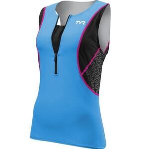 TYR Competitor Womens LOOSE Tri Singlet with Bra Top Blue Black Size XS - $65